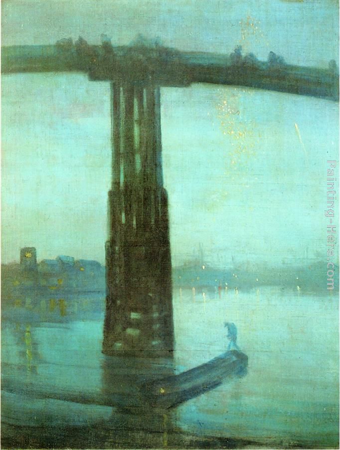Nocturne Blue and Gold - Old Battersea Bridge painting - James Abbott McNeill Whistler Nocturne Blue and Gold - Old Battersea Bridge art painting